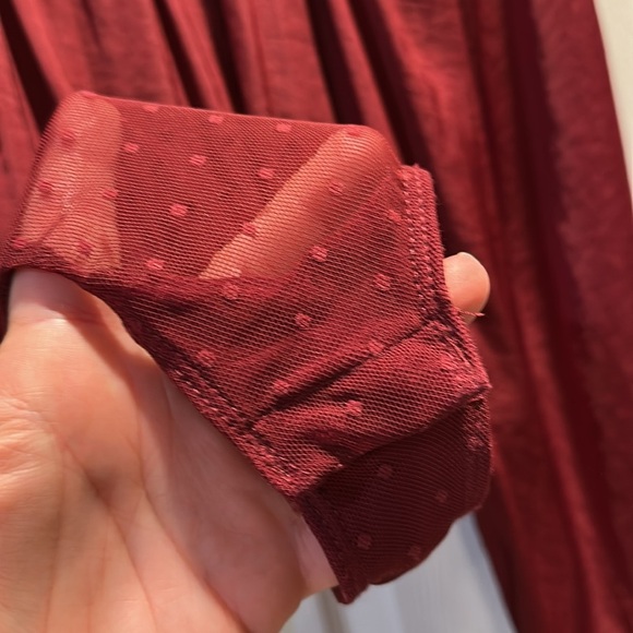 Free People Intimately Another Round Burgundy Satin Peasant Bodysuit M - Picture 8 of 9